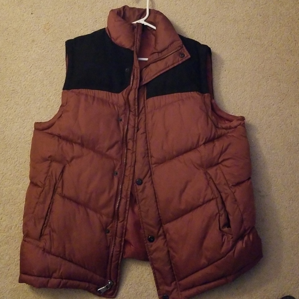 Mens burgundy and black vest